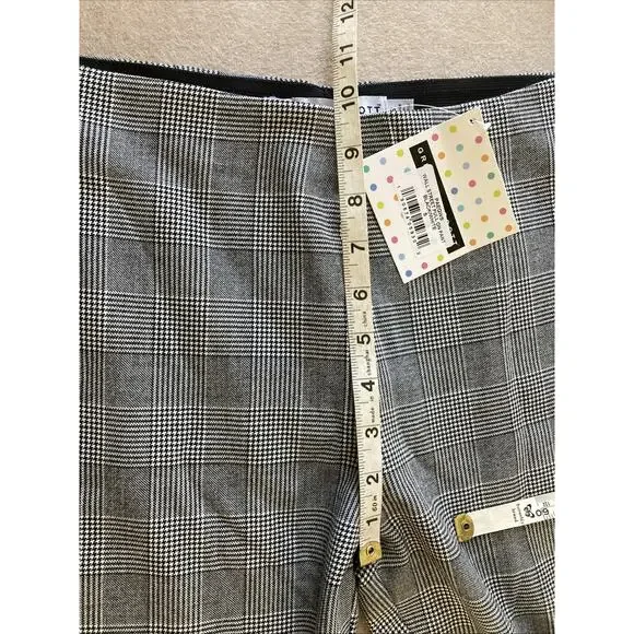 Gretchen Scott Wall Street Plaid Gripeless Pull On Pants Sz S New Black White - Picture 6 of 8